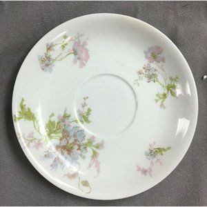 VINTAGE Haviland Limoges France 5⅜" Plate/Saucer White w Pink/Blue Flowers RARE